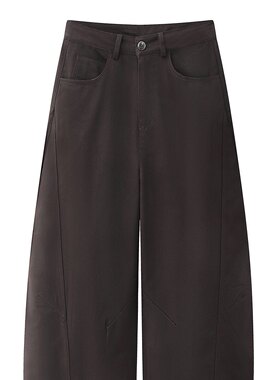 MM麦麦2026年春季新款复古显瘦通勤复古风高腰加绒阔腿弯刀裤女