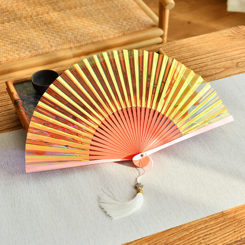 潮玩炫彩塑料铝合金折扇