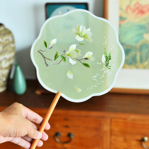 古风双面刺绣榉面苏绣团扇