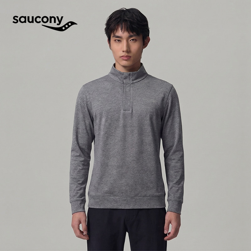 Saucony索康尼男针织立领半开卫衣户外百搭秋冬新款休闲时尚防风