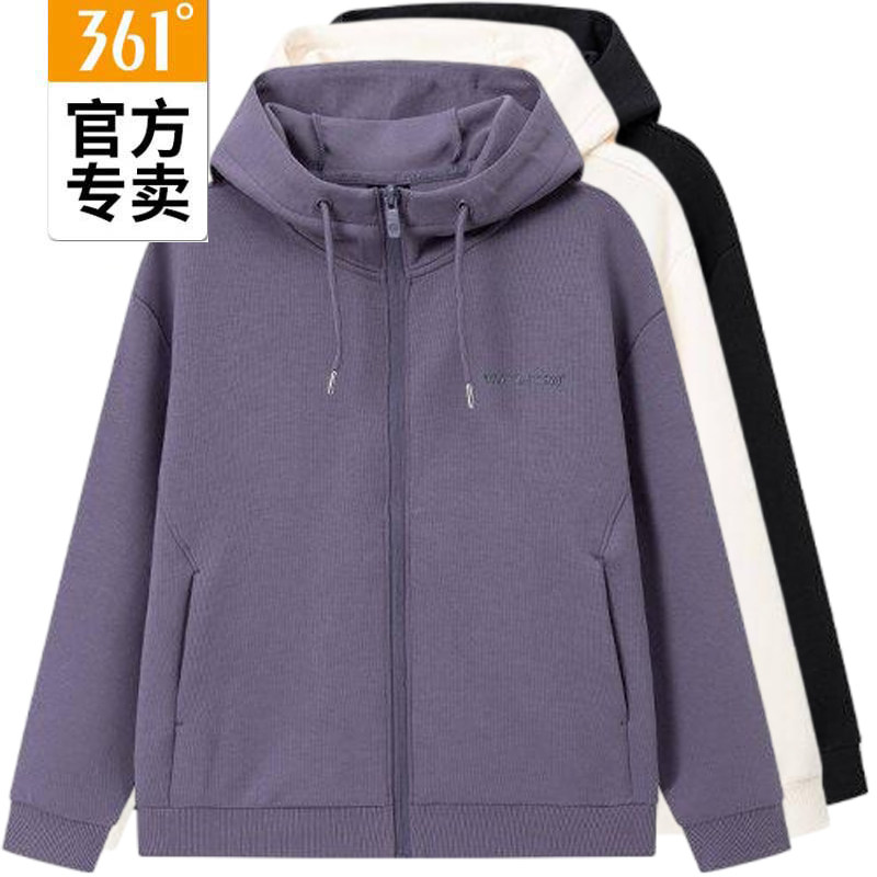 361度女款休闲卫衣连帽新品2026春秋运动外套开襟上衣56Z614010A