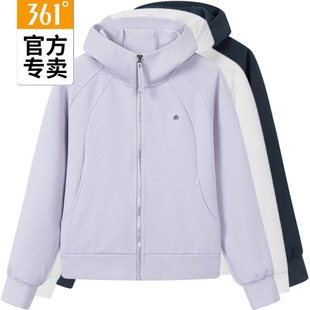 361度女装2025春秋新款运动综训休闲连帽开襟卫衣56Z534006A