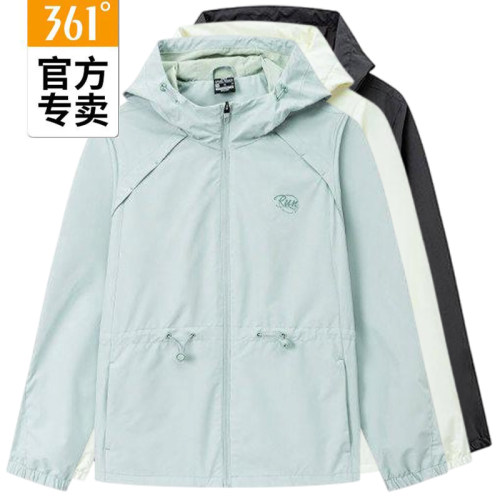 361度女款春秋连帽风衣外套夹克