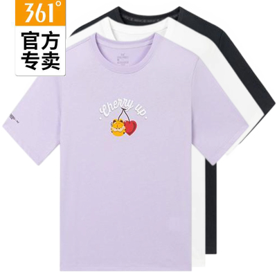 361度夏季女款棉质圆领透气短袖