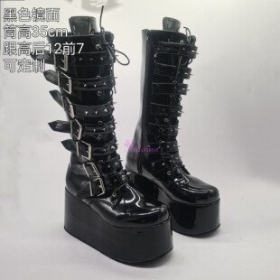 小众设计漆皮2326 绑带高筒靴欧美走秀款 antaina松糕厚底鞋 舞台鞋