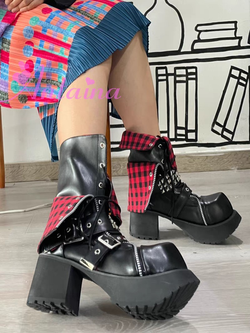 antaina格子布松糕三角头时尚