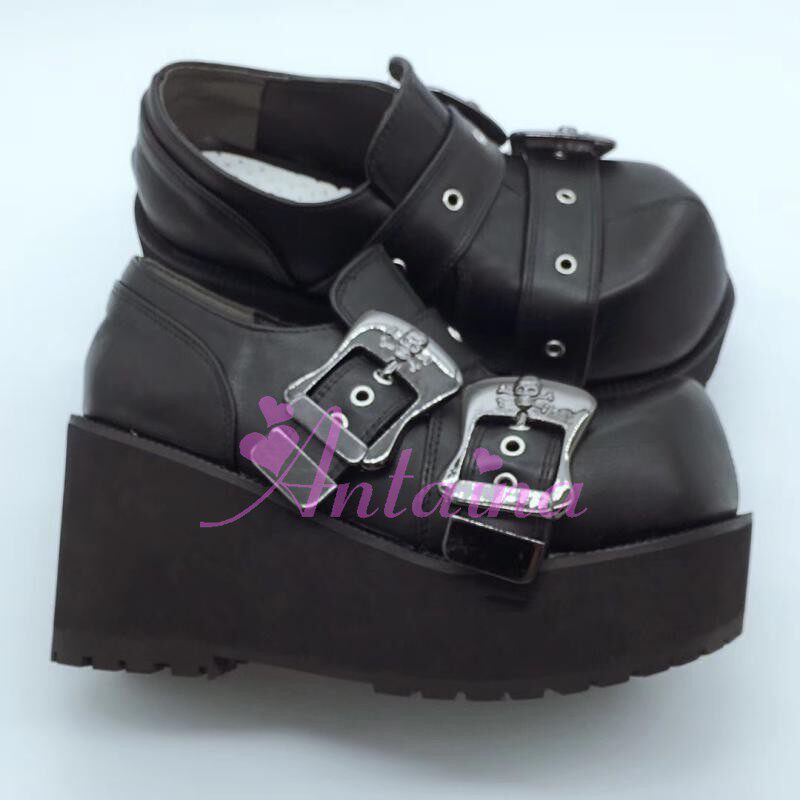 antaina松糕厚底朋克骷髅头单鞋