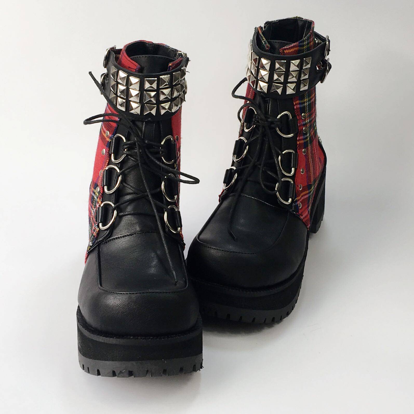 34-47 PLUS SIZE WOMENS BOOTS CUSTOMIZABLE COUPLE BOOTS GOTH STUD BOOTIES BLOCK HEEL EVERYDAY CHECK 6661 SUMMARY
