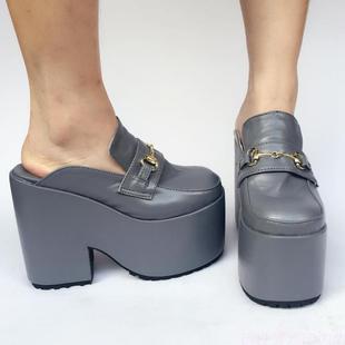 antaina定制实拍春季夏季高跟凉鞋包头拖鞋松糕鞋厚底鞋7011