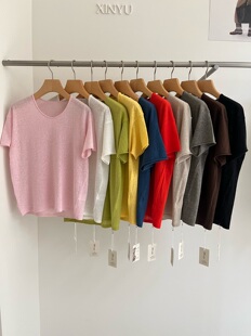 2026早春新款V领长袖亚麻女款宽松显瘦细上衣打底衫短袖