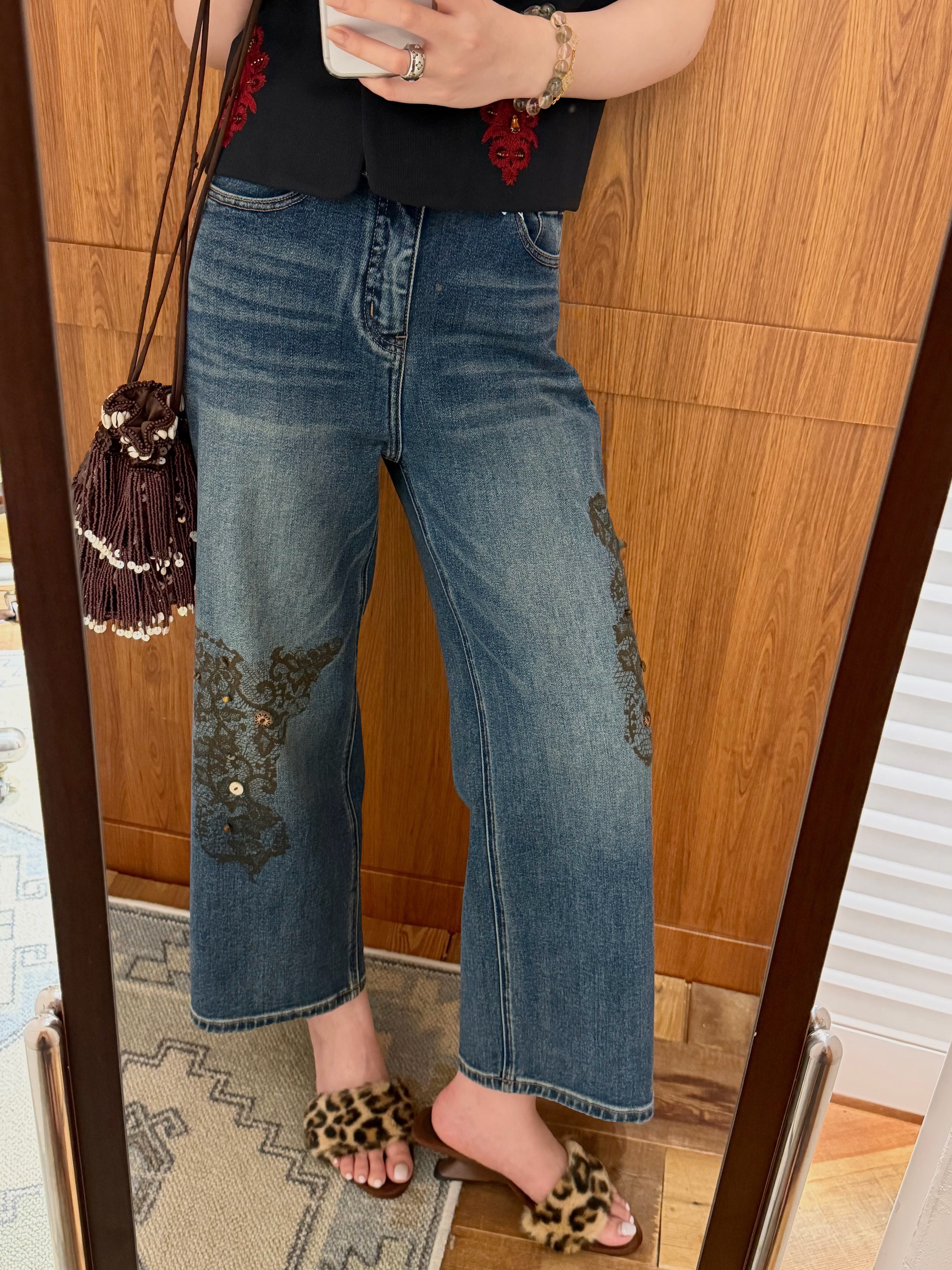 欧洲站2026秋冬新款设计感小众高腰显瘦九分直筒牛仔裤女8797