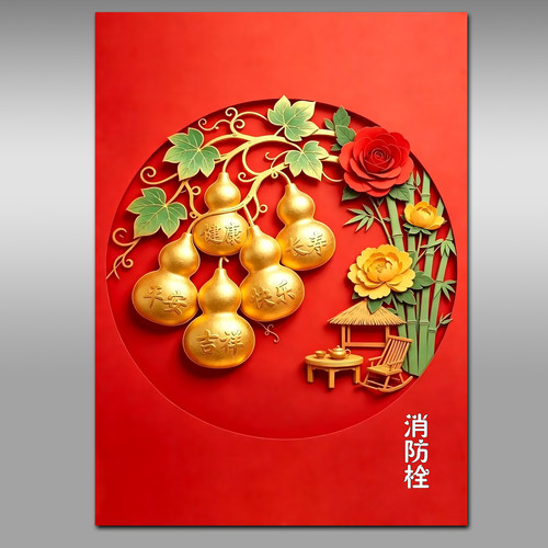 消防栓贴纸消火栓使用方法标识贴画遮挡装饰消防箱电箱贴墙贴Y368