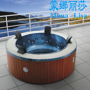圆形情侣浴缸 spa冲浪浴缸恒温 蒙娜丽莎 进口亚克力多人按摩浴缸