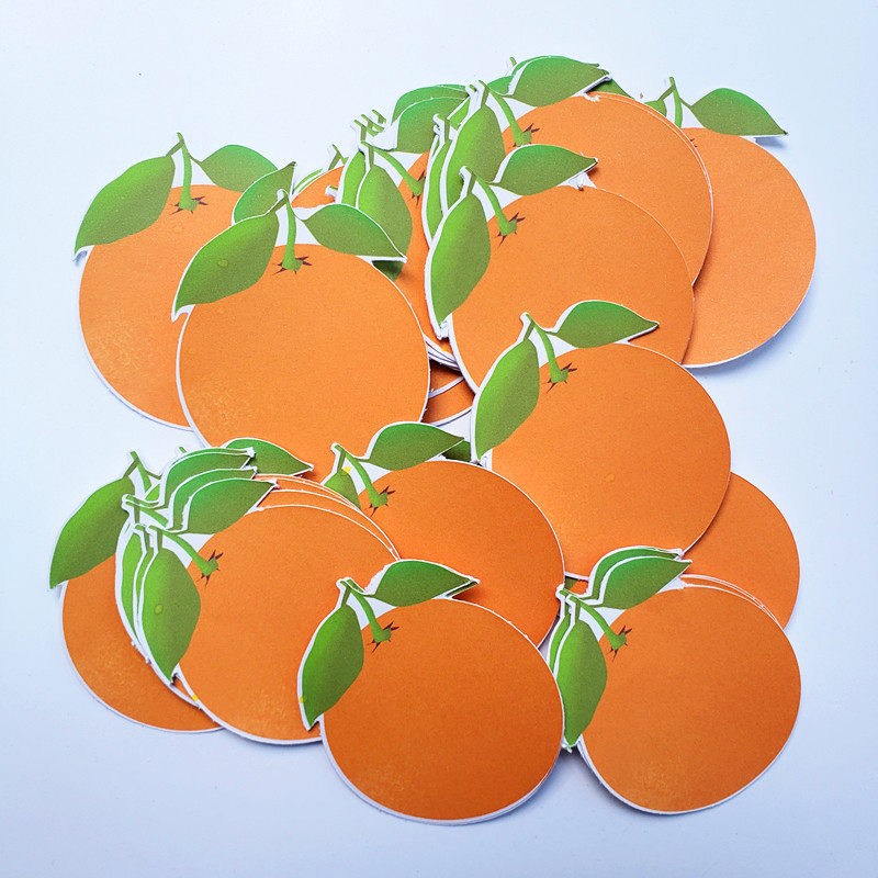 橘子贴画 橙子贴纸 水果贴画 散片贴纸 orange stickers