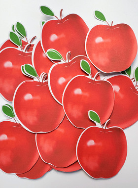 苹果纸贴画红苹果贴纸散片活动签到卡可写字贴水果apple sticker