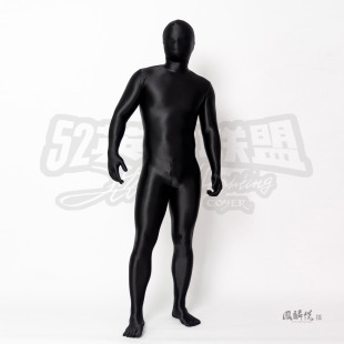 zentai 52英雄联盟 滑细腻高弹 黑色油光布全包紧身衣 量身定制