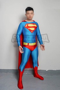 52英雄联盟 超人经典 红蓝Cosplay紧身衣 舞台zentai表演 量身定制