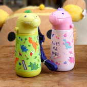 宝宝恐龙小吸管杯保温男童316不锈钢卡通女童幼儿园儿童进口水杯