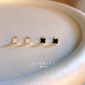 精致优雅四叶花朵耳钉女小巧迷你气质耳饰修饰脸型2026年新款 爆款