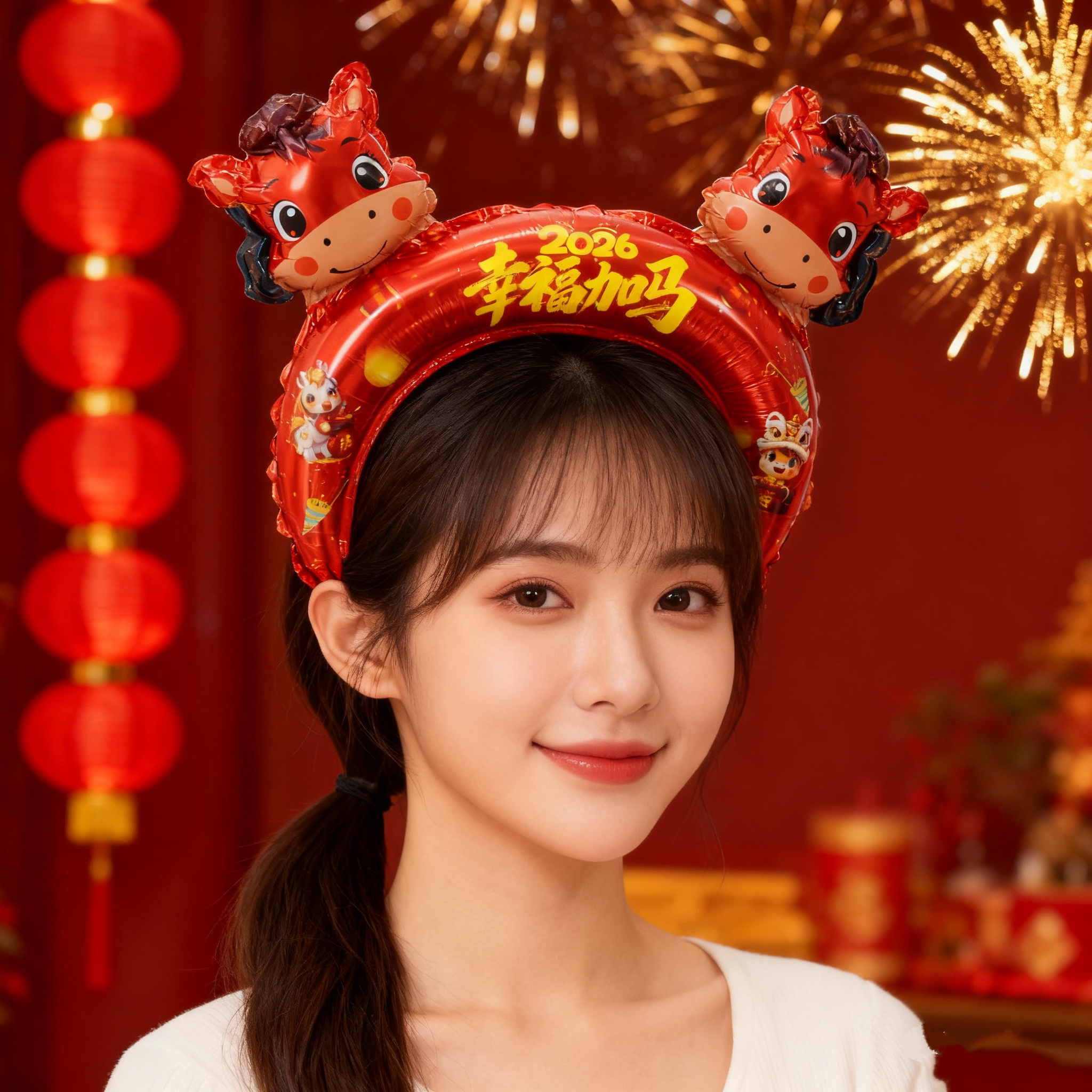 2026新年喜庆财神铝膜发箍气球