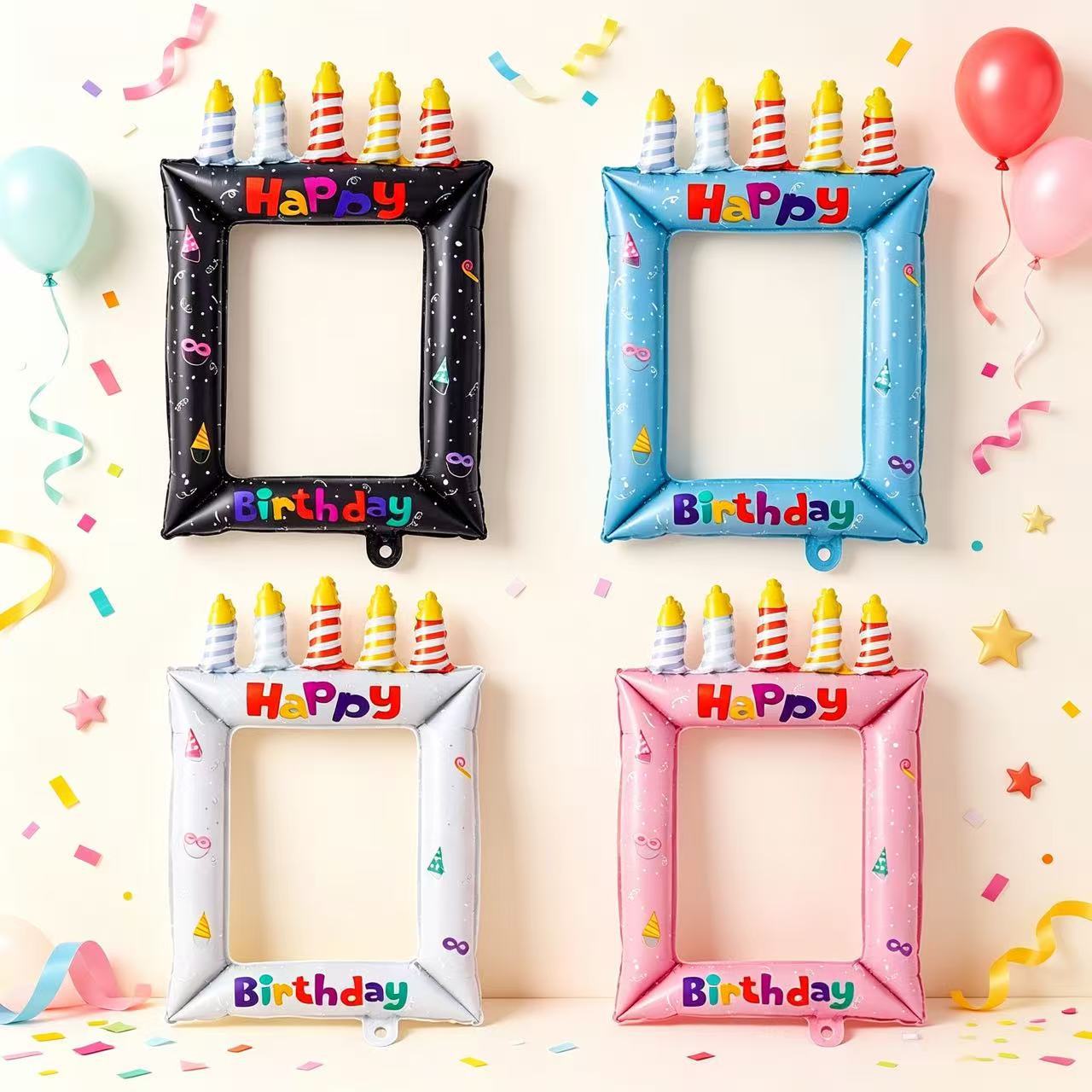 生日铝膜气球相框蜡烛拍照道具