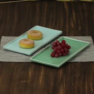 创意长方形陶瓷盘子龙泉青瓷牛排盘碟子西餐盘寿司盘日式 家用餐具