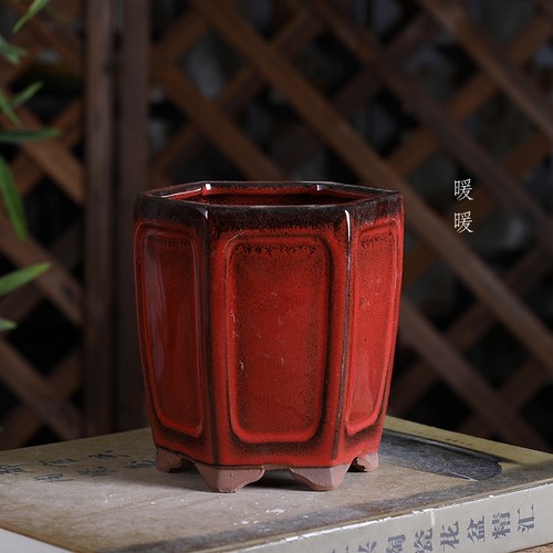 均釉多肉小花盆F542#窗面高六方