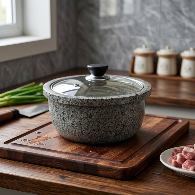 中华麦饭石火锅2L电磁炉专用家用小火锅麦饭石原石材料一人食锅