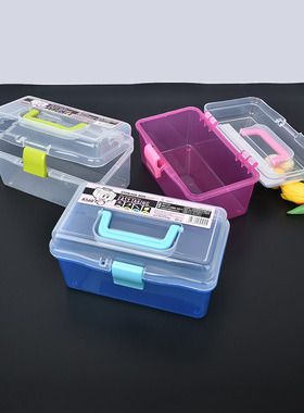 长方形透明塑料盒198x125x105手提饰品配件盒家用桌面收纳盒R560