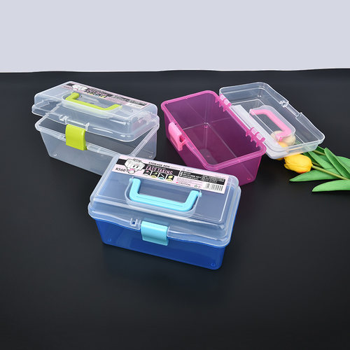 长方形透明塑料盒198x125x105手提饰品配件盒家用桌面收纳盒R560