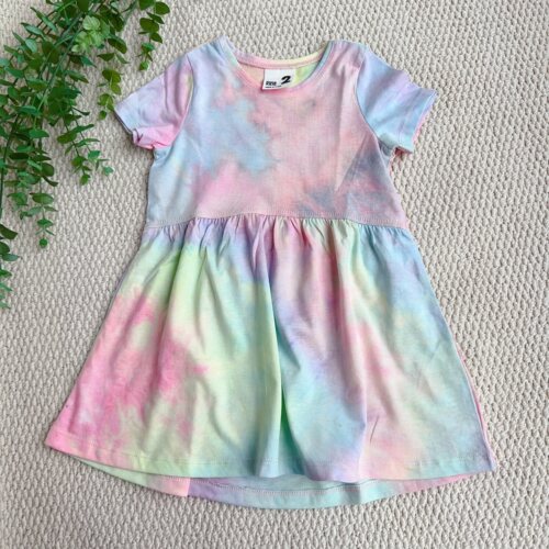 90码 澳洲品牌cotton 女童on女宝宝夏季扎染连衣裙 薄款休闲裙子