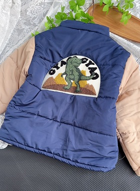 日本apre**男童恐龙棉服 秋冬季洋气宝宝轻柔夹棉外套 帅气棉衣