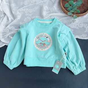 90-100码 A类禾雀纯棉女宝宝卫衣  高品质秋装女童设计感上衣外套