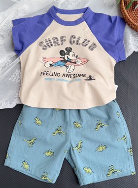 微瑕疵 90-120码 日单ah男童纯棉短裤 宝宝恐龙休闲百搭五分裤