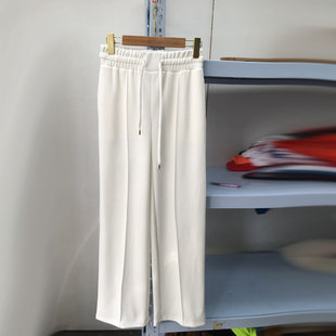 外贸春夏女装 甩裤 休闲长裤 纯色宽松弹力直筒长裤 女款 欧美轻奢