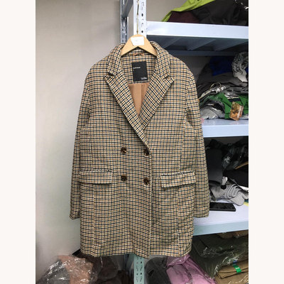 毛呢中长款格子女款格子毛呢大衣