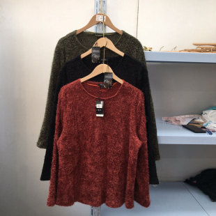 毛衣外套有加大码 百搭软糯线衫 毛衣宽松圆领针织衫 外贸春秋女款