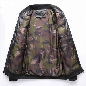 冬季男士棉衣短款外套修身羽绒棉服棒球领加厚PU皮棉衣826-P75图片