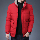 冬季男士外套毛领棉衣修身潮流保暖休闲棉服翻领短款棉袄828-P70，男装羽绒服，星座1403B