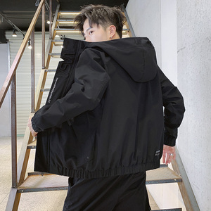 秋季新款男士字母刺绣连帽休闲夹克外套JK802-P43 M-7XL大码元，男装夹克，星座1403B