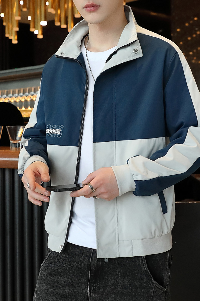 男士春秋拼接外套休闲上衣宽松百搭工装休闲夹克JK609-P28,男装夹克,星座1403B