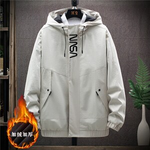 冬季新款男士字母刺绣连帽休闲夹克外套JK802-1 -P50 大码元，男装夹克，星座1403B