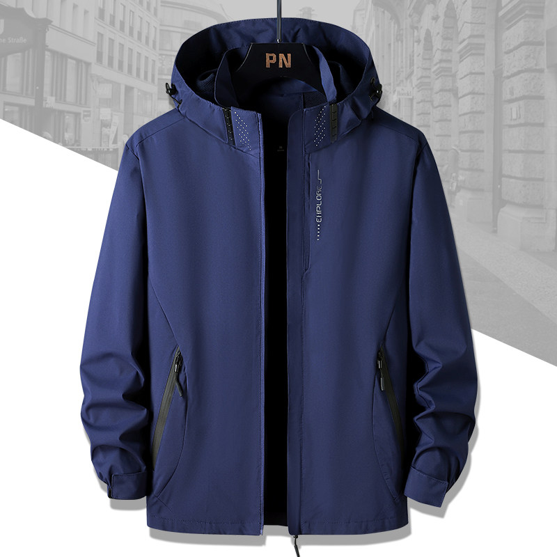 春秋新大码情侣款户外连帽防风防水运动外套冲锋衣夹克JK681-P42，男装夹克，星座1403B