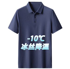 夏季高品质冰丝无痕锦纶冰丝T恤男Polo衫纯色翻领上衣T777-P40图片