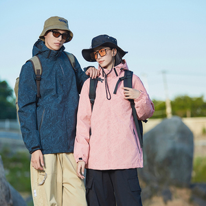 秋季情侣款冲锋衣印花迷彩防风放水户外运动夹克外套男6268M-P45图片