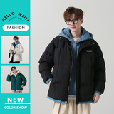 冬季男休闲时尚潮流假两件套连帽加厚保暖棉袄潮流棉服2818-P78，男装棉衣，星座1403B