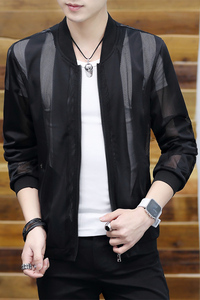夏季镂空条纹防晒衣夹克外套男外贸大码皮肤衣M-5XL JK18/709-P17图片