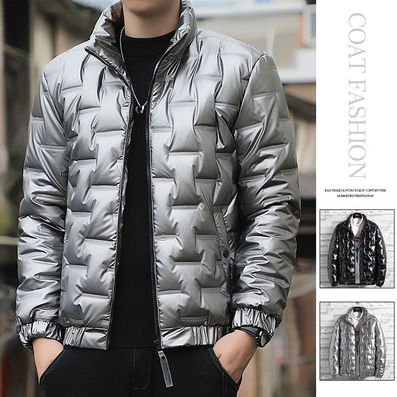 冬季男士新款外套立领潮流休闲亮面棉衣短款PU皮棉袄杰6015-P40，男装棉衣，星座1403B