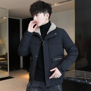 冬季男士外套毛领棉衣修身潮流保暖休闲棉服翻领短款棉袄828-P70