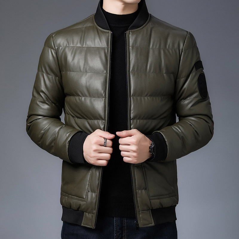 冬季男士棉衣短款外套修身羽绒棉服棒球领加厚PU皮棉衣826-P75,男装棉衣,星座1403B